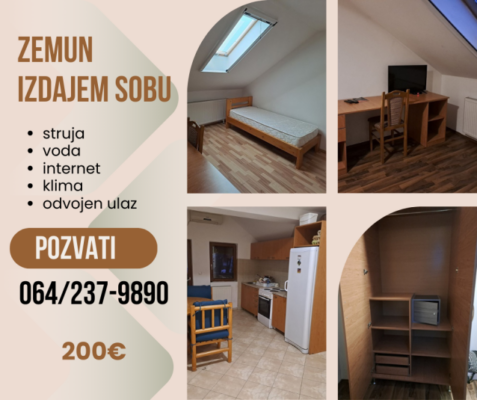 Zemun, Nova Galenika, izdajem sobu za studente