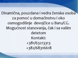 Pouzdana zena za pomoc porodici u Baru