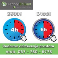 Brisanje i redovno održavanje prostora za 4h rada 3600 ,