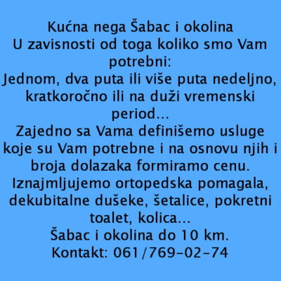 Kućna nega Šabac i okolina