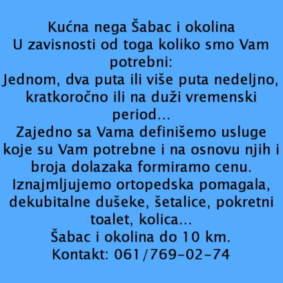 Kućna nega Šabac i okolina