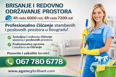Brisanje i redovno održavanje prostora za...