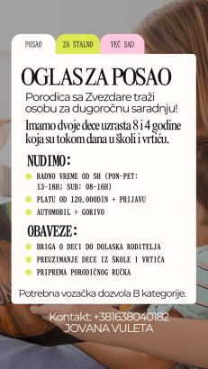 Posao za stalno: Briga o deci...